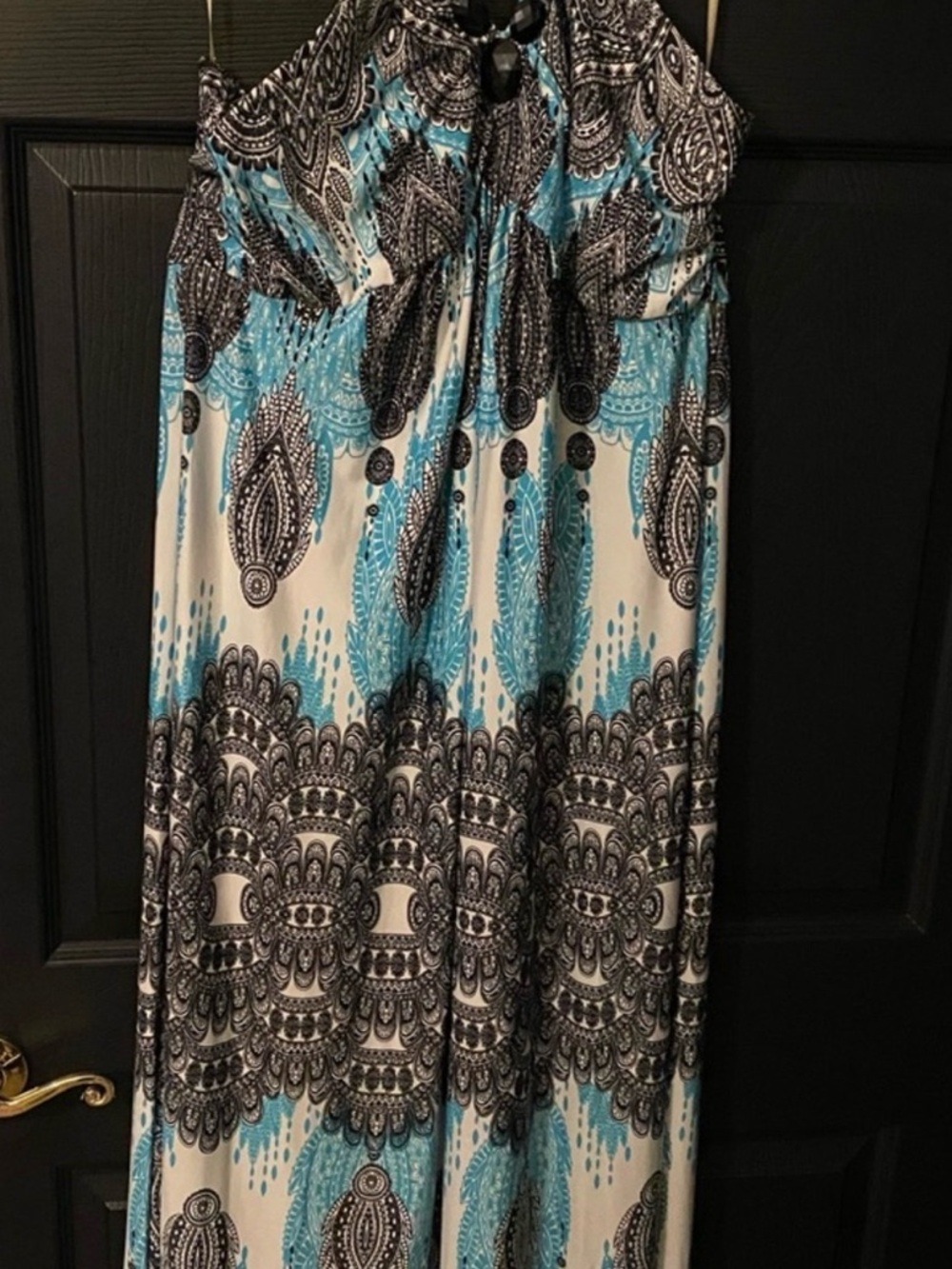 Blue and Black Paisley Maxi Skirt - Brand Unlisted